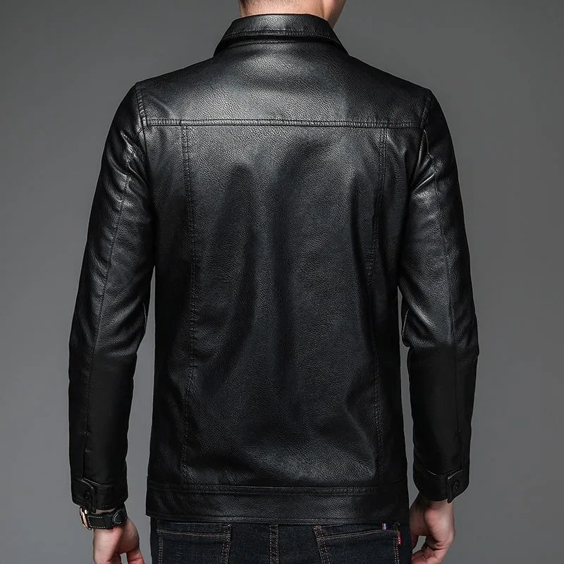 Leather Jacket 2025 New Teen Thin Model - Add Velvet Retro Handsome Trend Lapel Fashion PU Slim Simple and Comfortable Untamed