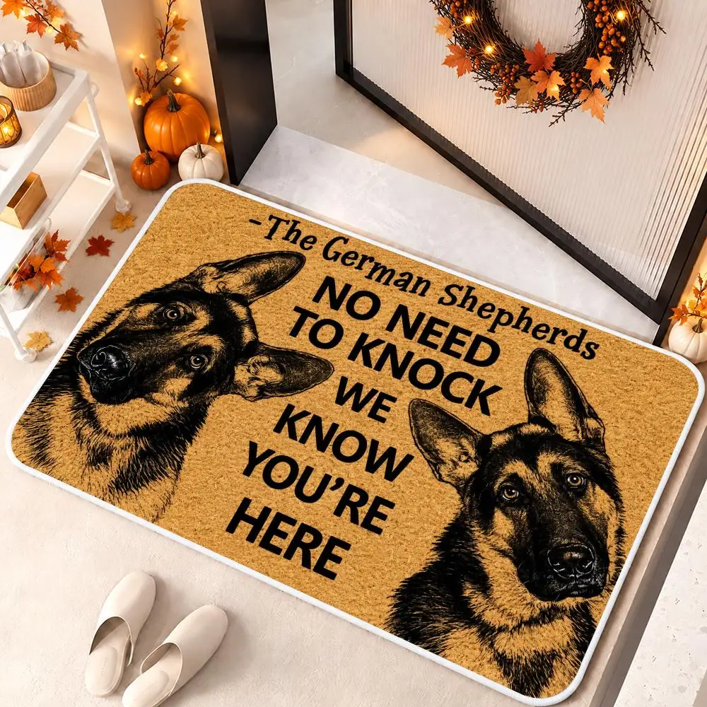 German Shepherd Portrait Floor Mat Soft Flannel Floor Mat Cloud Feel Non-slip Bath Rug Machine Washable Foam Carpet Door Mat