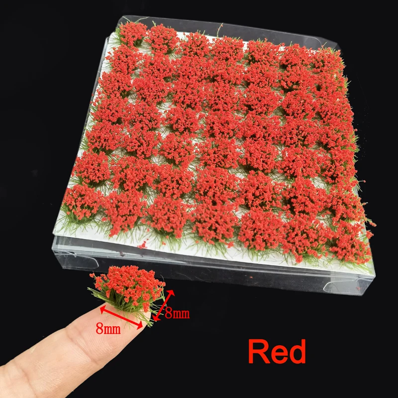 49pcs/box 8mm Model Flower Cluster Landscape Garden Decor Static Grass Scenery Model Grass Tuft DIY Building Layout 15colors