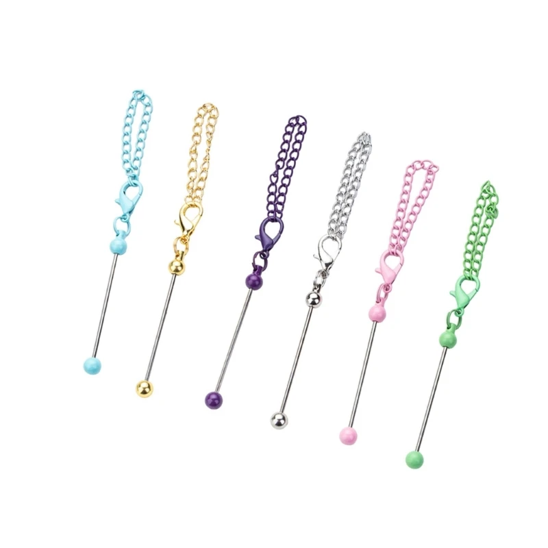 6шт брелок из бисера для женщин, красочный брелок из бисера с цепочкой для женщин