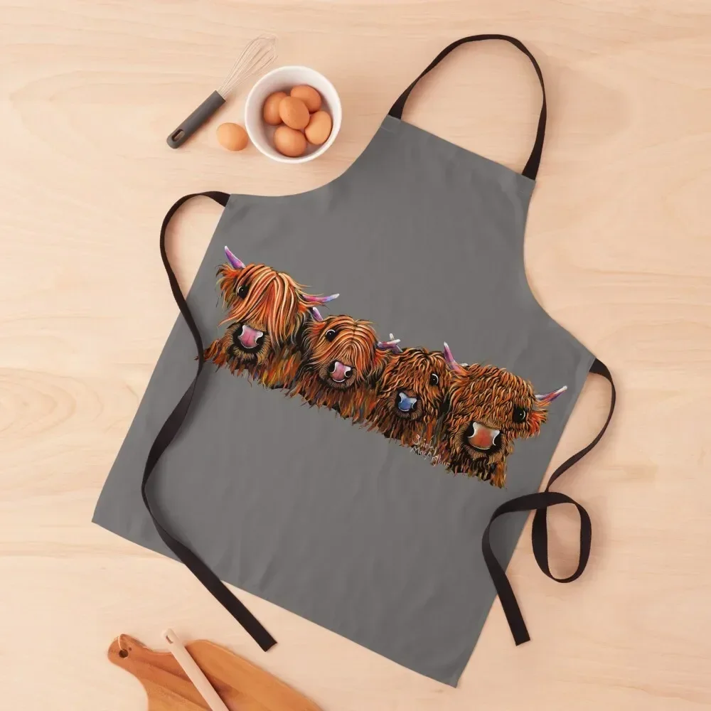 

HiGHLaND CoW PRiNT SCoTTiSH ' THe GiNGeR NuT oN GReY ' BY SHiRLeY MacARTHuR Apron Costume Waiter For Women Kitchen Apron