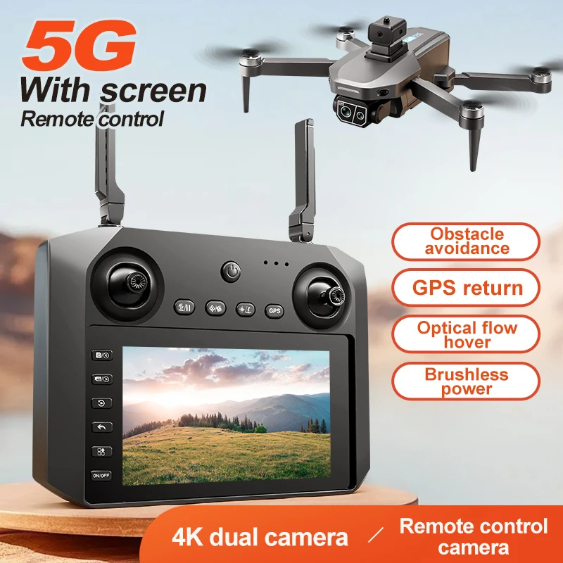 K619 MAX Drone 4K 5G GPS HD Aerial Photography Dual-Camera with Screen Remote Control Brushless Avoidance Quadcopter Toy Gifts