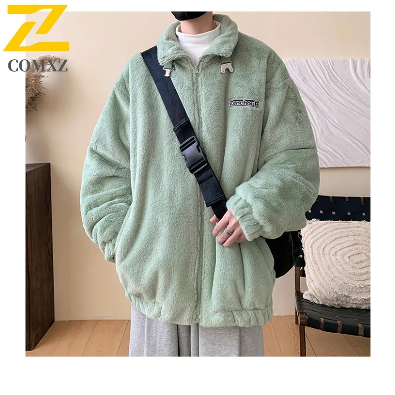 COMXZ 2025 الشتاء فرو الأرنب الصناعي سترة قطن D3124 TP95 الوقوف طوق مشبك تصميم معطف دافئ #6