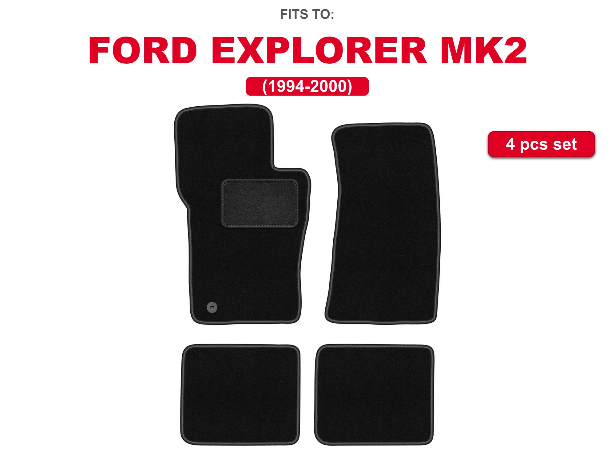 Tapis en velours pour voiture, pour Ford Explorer MK2 1994-2000 SUV, ensemble de tapis de voiture noirs