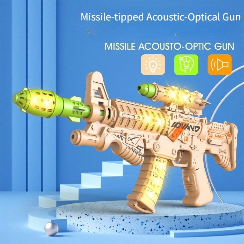 Pistolet optique acousto missile, effet sonore et lumineux, mitraillette, jouet pour petit garçon, jouet éducatif sûr sans cuisson, cadeaux pour enfants