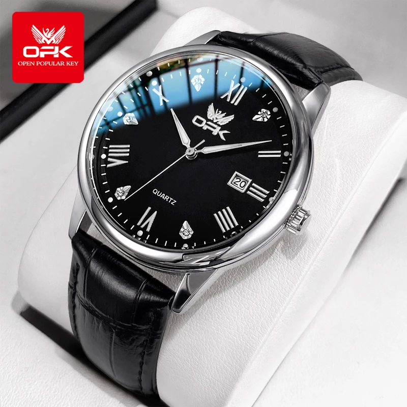 OPK Brand Men's Watch Strap Quartz Watch Waterproof Calendar 6025