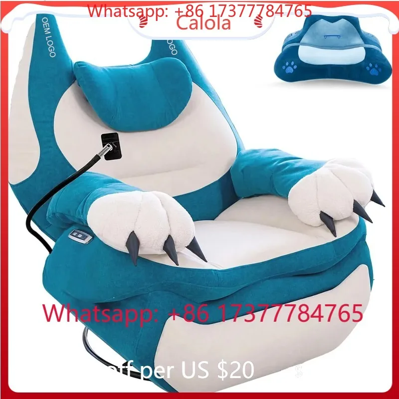 Adjustable gaming sofa with headrest and footrest, electric recliner, phone holder with USB port and cat claw armrest
