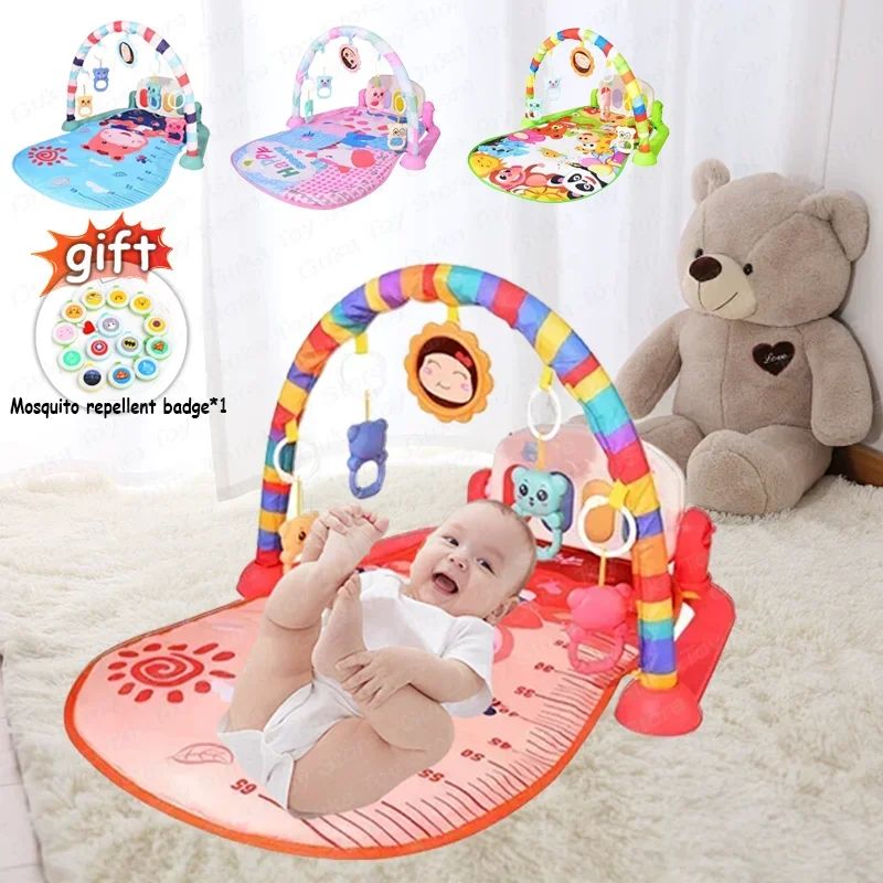 Baby Fitness Stand Music Play Gym Activity Toys Newborn Piano Crawling Blanket Pedal Games Pad Early Education 0-36 Months Gifts