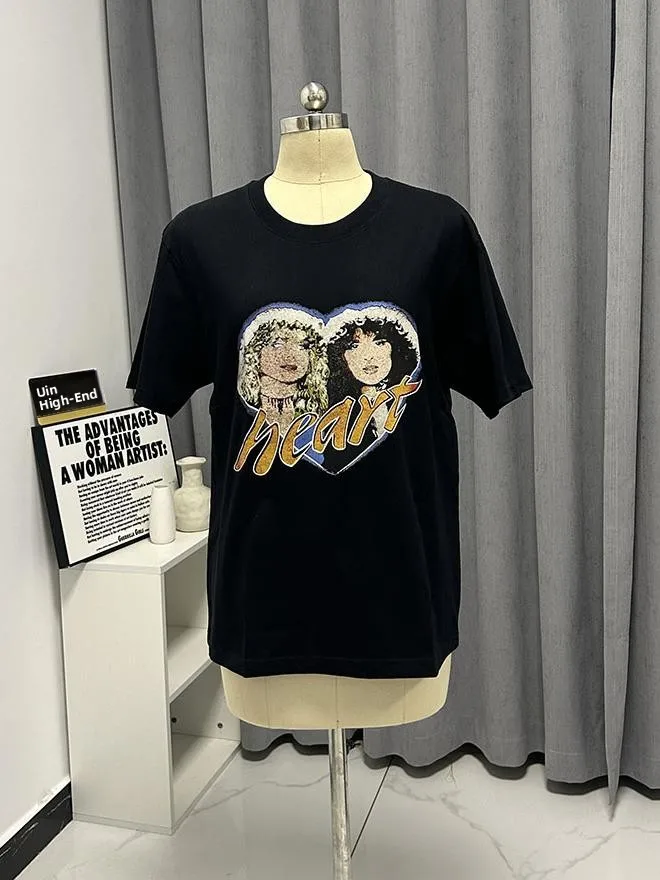 

Футболка из чистого хлопка ort Sve в стиле ретро с буквенным принтом, круглая, свободная посадка ex Bla, повседневная хлопковая футболка для лета, влажная...