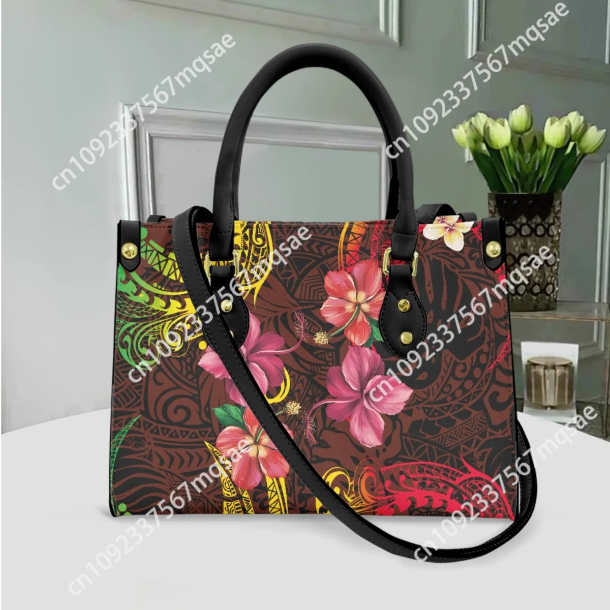 Luxury Hawaiian Hibiscus Design Messenger Bag Classic Polynesian Trend Fashion Handbag Large Capacity High Quality Small Totes