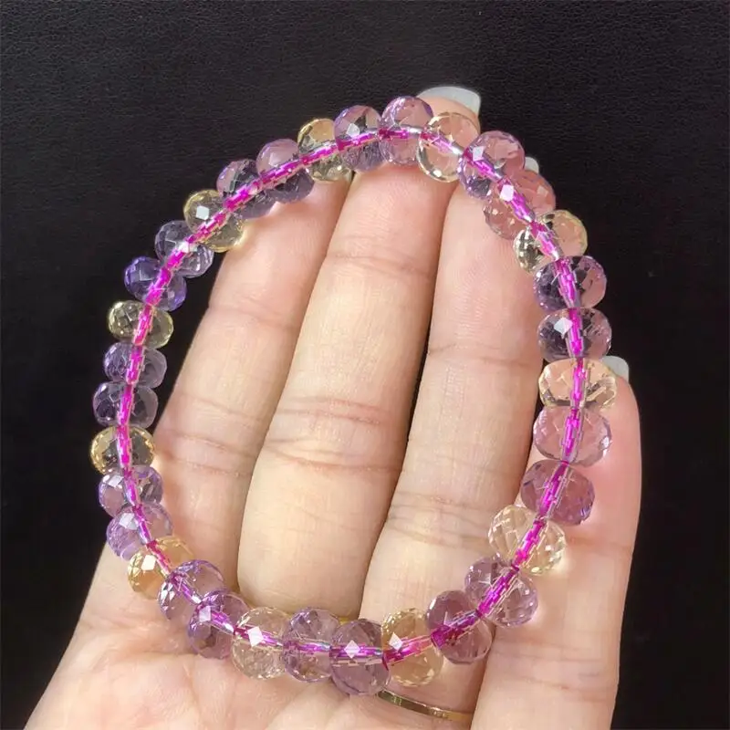 

8 мм натуральный аметрин граненый браслет из бисера исцеление фэншуй драгоценный камень круглые бусины ювелирные изделия пара праздничный подарок 1 шт.