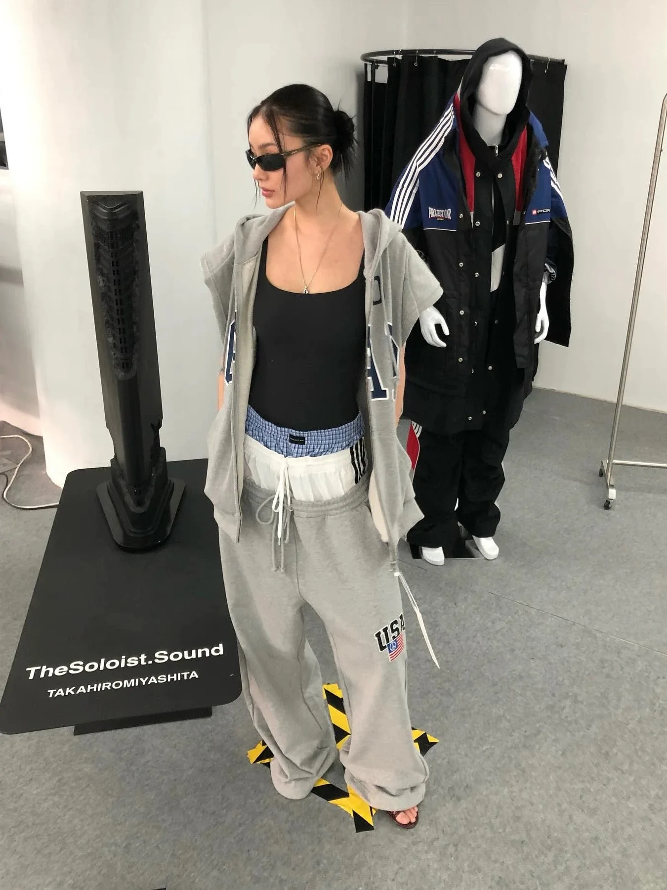 

AILZ PROJECT Casual High Waist Wide Leg Patchwork National Flag Embroidery Dstring Sweatpants Loose Fit Youth Sle