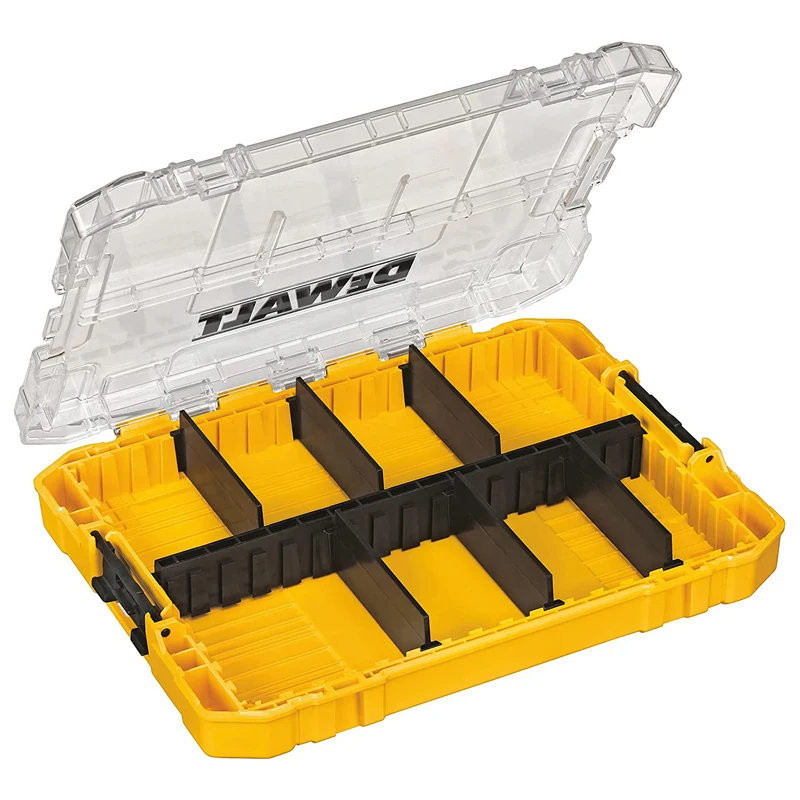 DEWALT DWAN2190 Tough Case Medium Tool Box 8-Compartments Transparent Lid Organize Portable Tools Accessories Storage Box