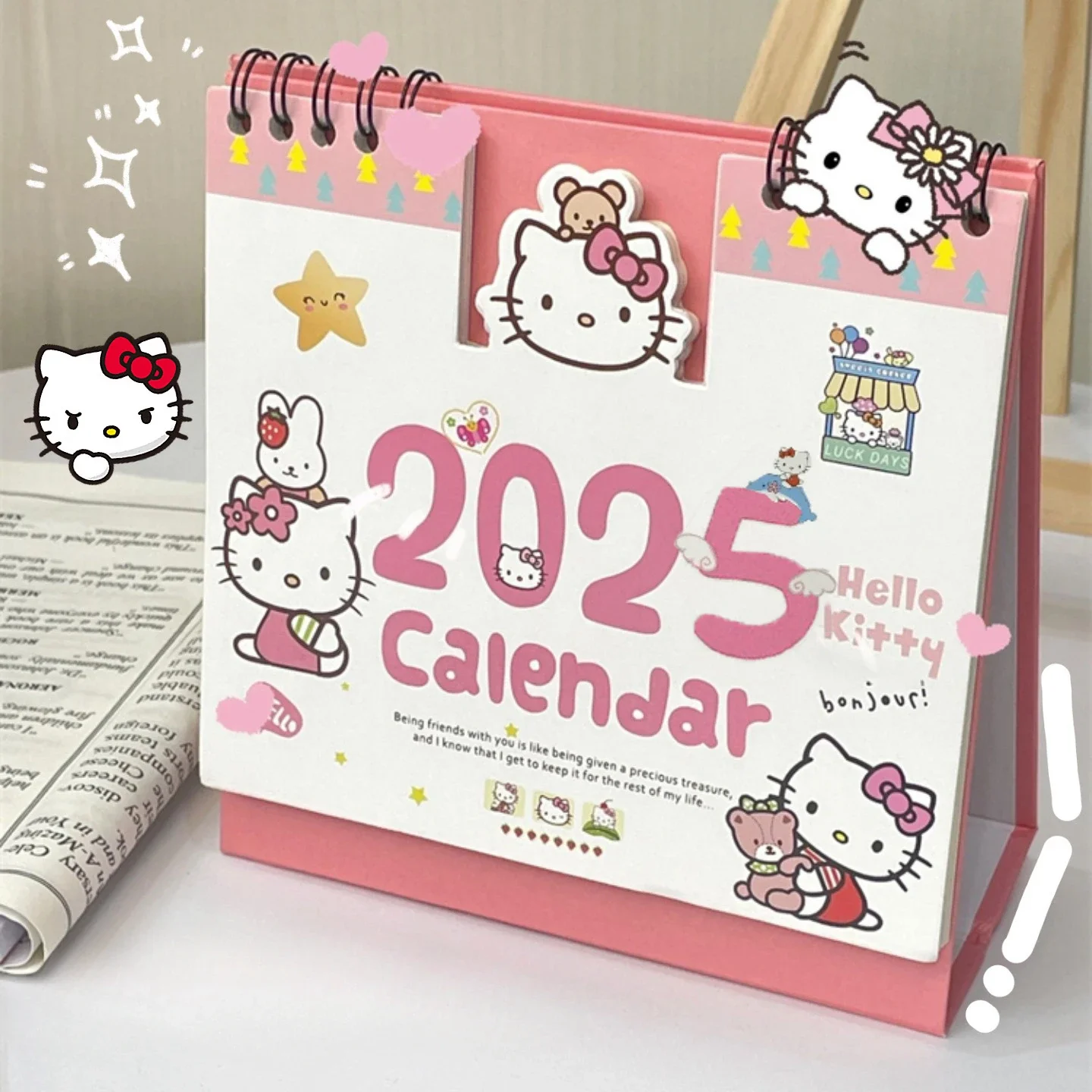 Sanrio 2025 Calendar Hello Kitty Kuromi My Melody Cinnamonll Desk Calendar Ornament Decor Kawai Planner Daily Monthly Stationery