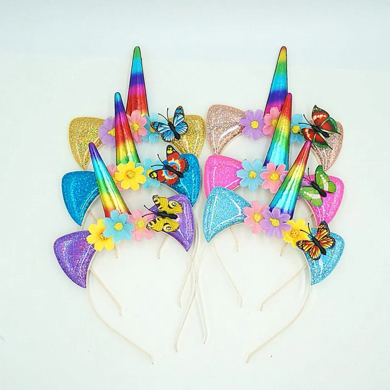 

New unicorn headband spring and summer unicorn flower butterfly hair accessories