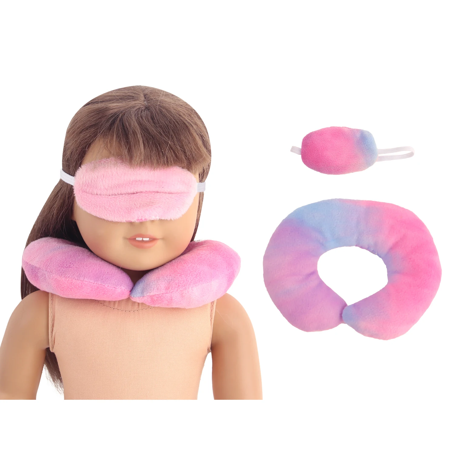 Doll Accessories Neck Pillow+Eye Mask Set Cute Unicorn Plush Heart Neck Pillow Suit For 18-inch American&43cm Baby Newborn Dolls