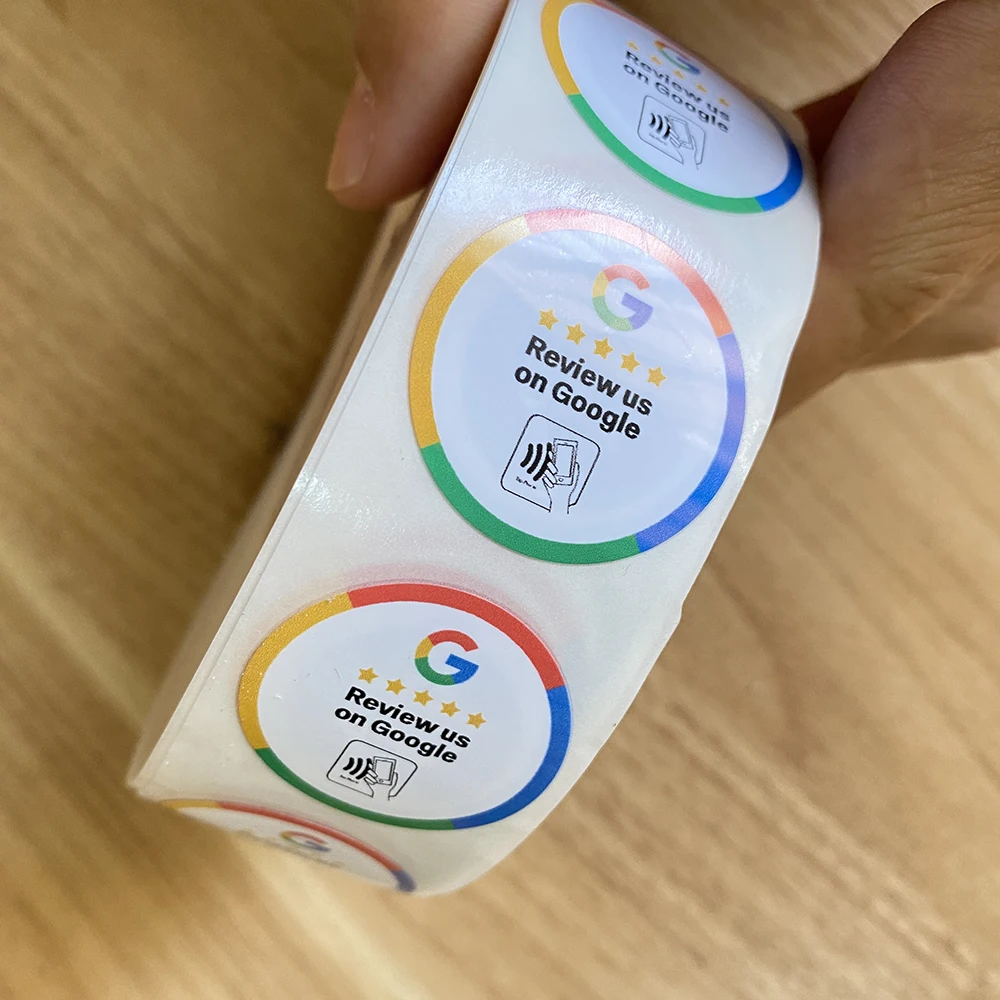 30mm Waterproof  Google Review Sticker 13.56Mhz NFC Tags NFC213 Review us on Google Stickers Adhesive Labels for NFC Phones