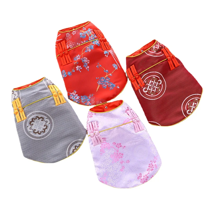 

Dog Clothes Spring Summer Autumn Pet Tang Clothes Cat New Year Dress Teddy Bibi Bear Pomeranian Spring Festival Chinese Hanfu