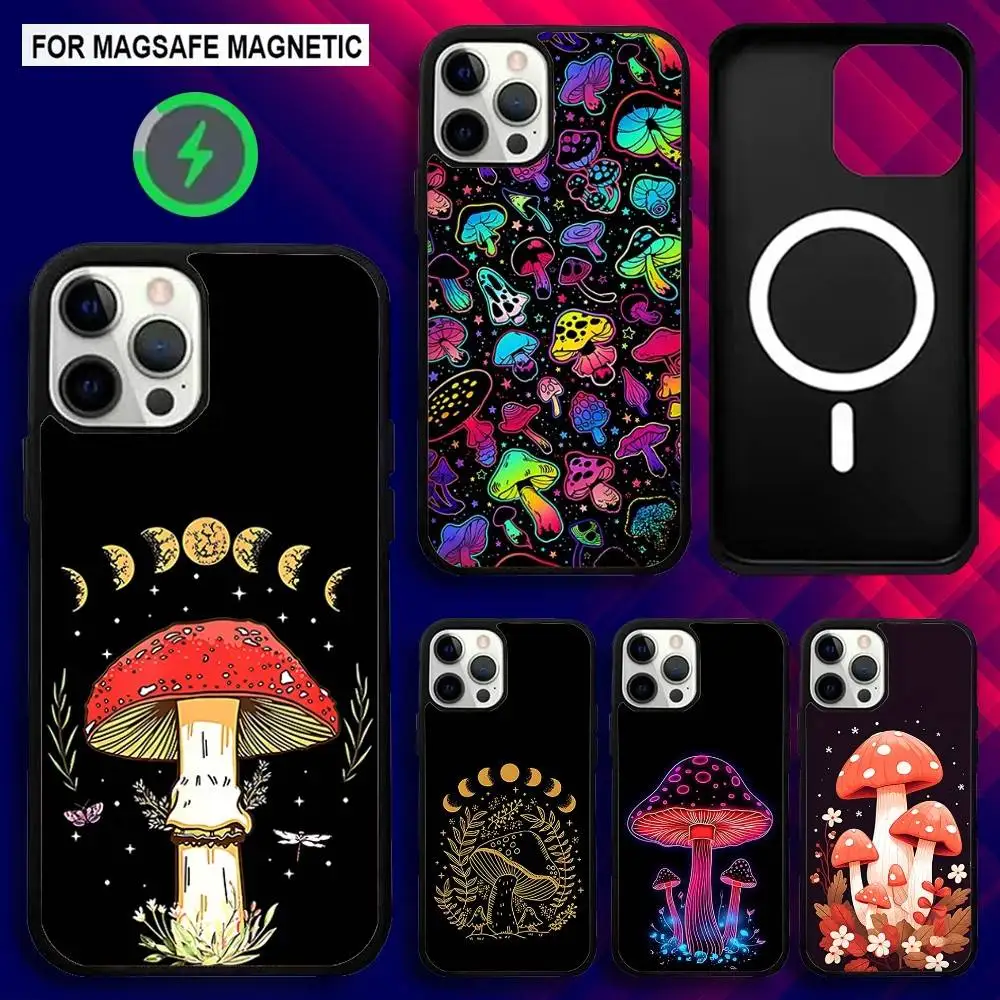 

T-Trippy Mushrooms Art Phone Case For iPhone 17,16,15,14,13,12,11,Pro,Max,Plus,Mini,SE4,E Magnetic Magsafe Wireless Charging