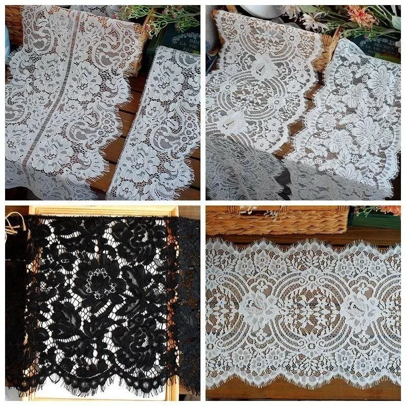 

3M Long, High-quality Thickened Nylon Cotton Eyelash Lace Decal Fabric, Handmade DIY Wedding Dress Decoration Splicing Material