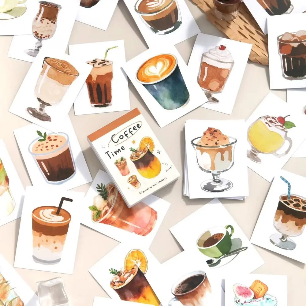 50Pcs Self Adhesive Mini Art Stickers Cartoon Pattern Cute Style Decorative Stickers Scrapbook Decorating Scrapbook Stickers