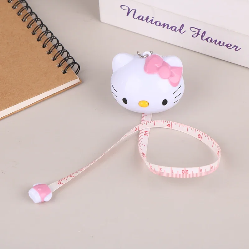 Sanrio Hello Kitty Cartoon Self-Telescoping Tape Measure Cute Kt Cat Meter Ruler Mini Pendant Soft Measuring Tape Straight Ruler