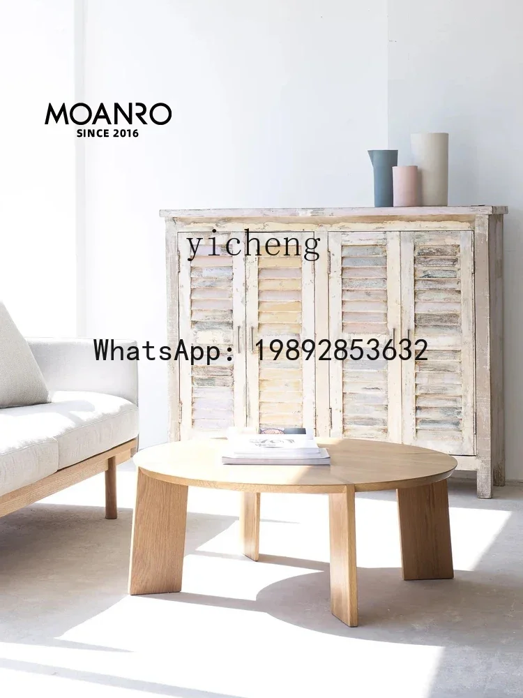 LYY Coffee Table Simple Oak round Living Room Home Small Apartment round Table Combination
