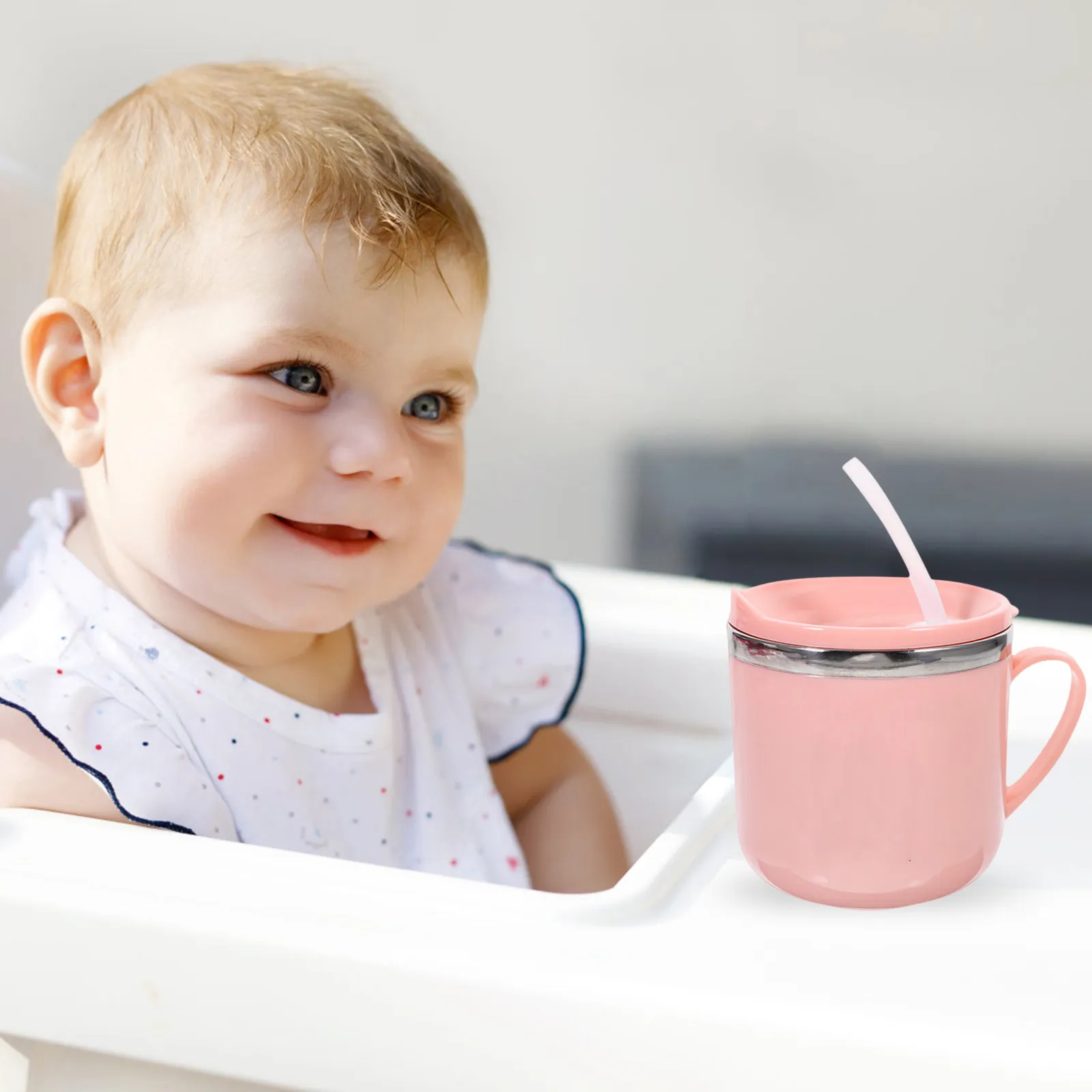

Stainless Steel Kids Straw Cup 280Ml Ergonomic Handle Safe Toddler Water Sippy Cup for Boys Girls Toddler Straw Cups