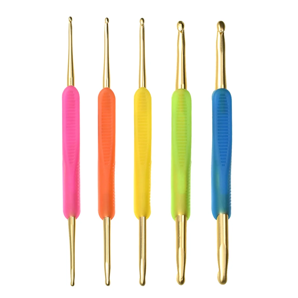 5 قطع من خطافات كروشيه من الألومنيوم ذات لمسة نهائية ناعمة مثالية للمبتدئين، خطاف كروشيه ذو تجربة متوسطة #5