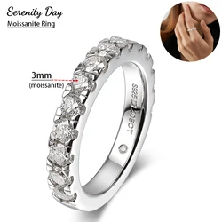 Serenity 1.4cttw D Color VVS1 Moissanite Row Rings Women 100% S925 Sterling Silver Lab Diamond Rings Plated 18K Anniversary Gift
