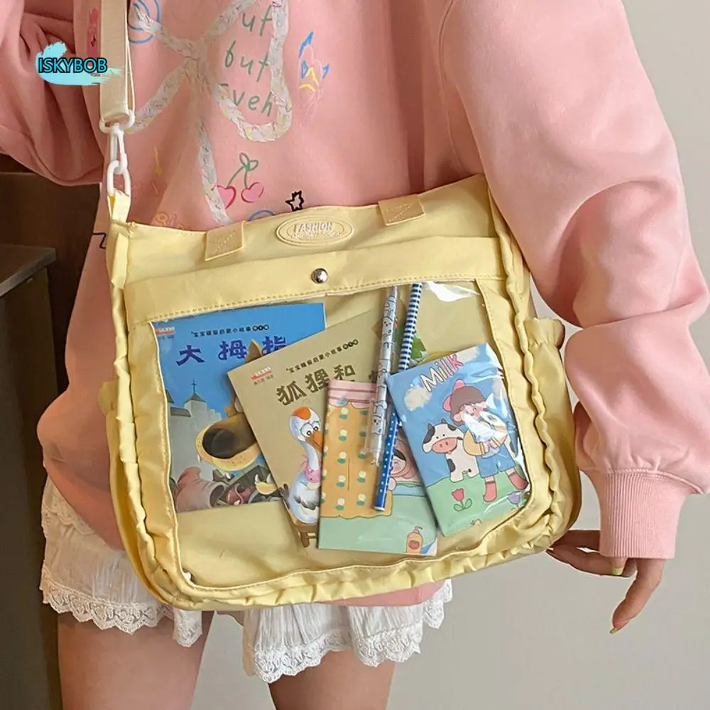 

Cute Transparent Itabag Nylon Idol Merchandise Storage Crossbody Itabag Doll Badge Display Large Capacity Student Tote Bag Girls