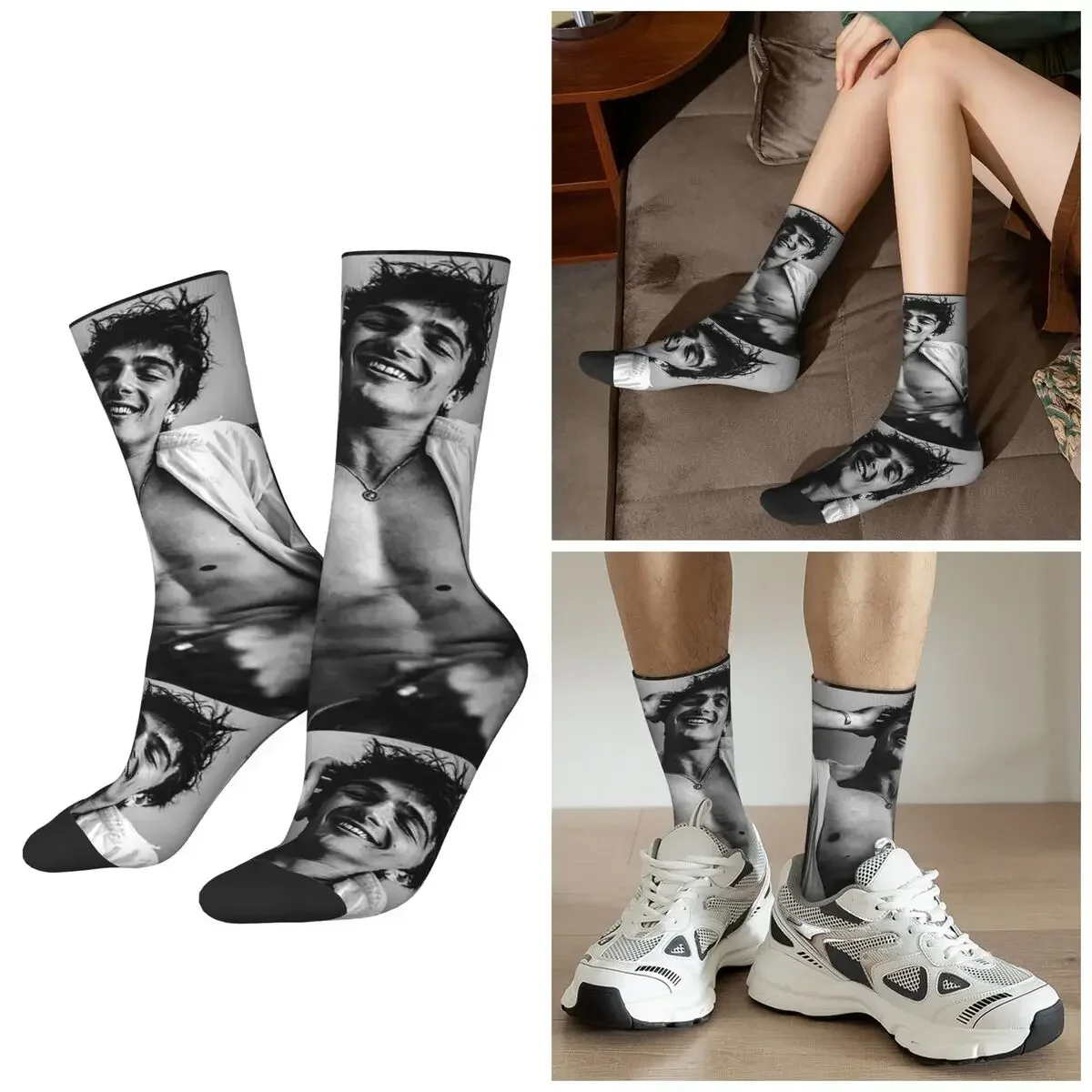 All Seasons Jacob Elordi Australian Actor Socks Harajuku Crew Socks Fashion Stockings for Men Women Valentine's Day Gifts