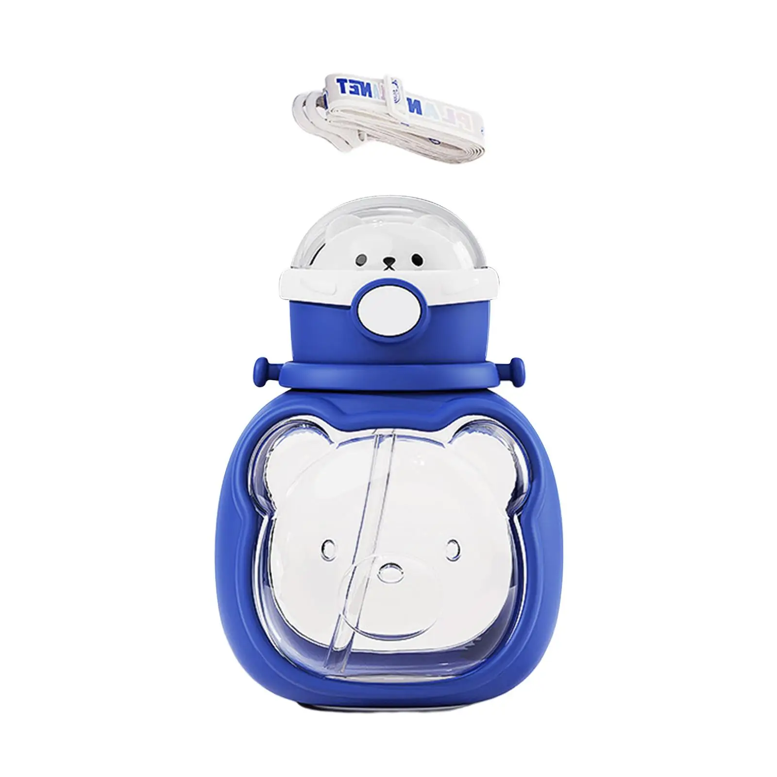 Bear Astronaut Straw Cup Summer Children Water Bottle for Sports Activities