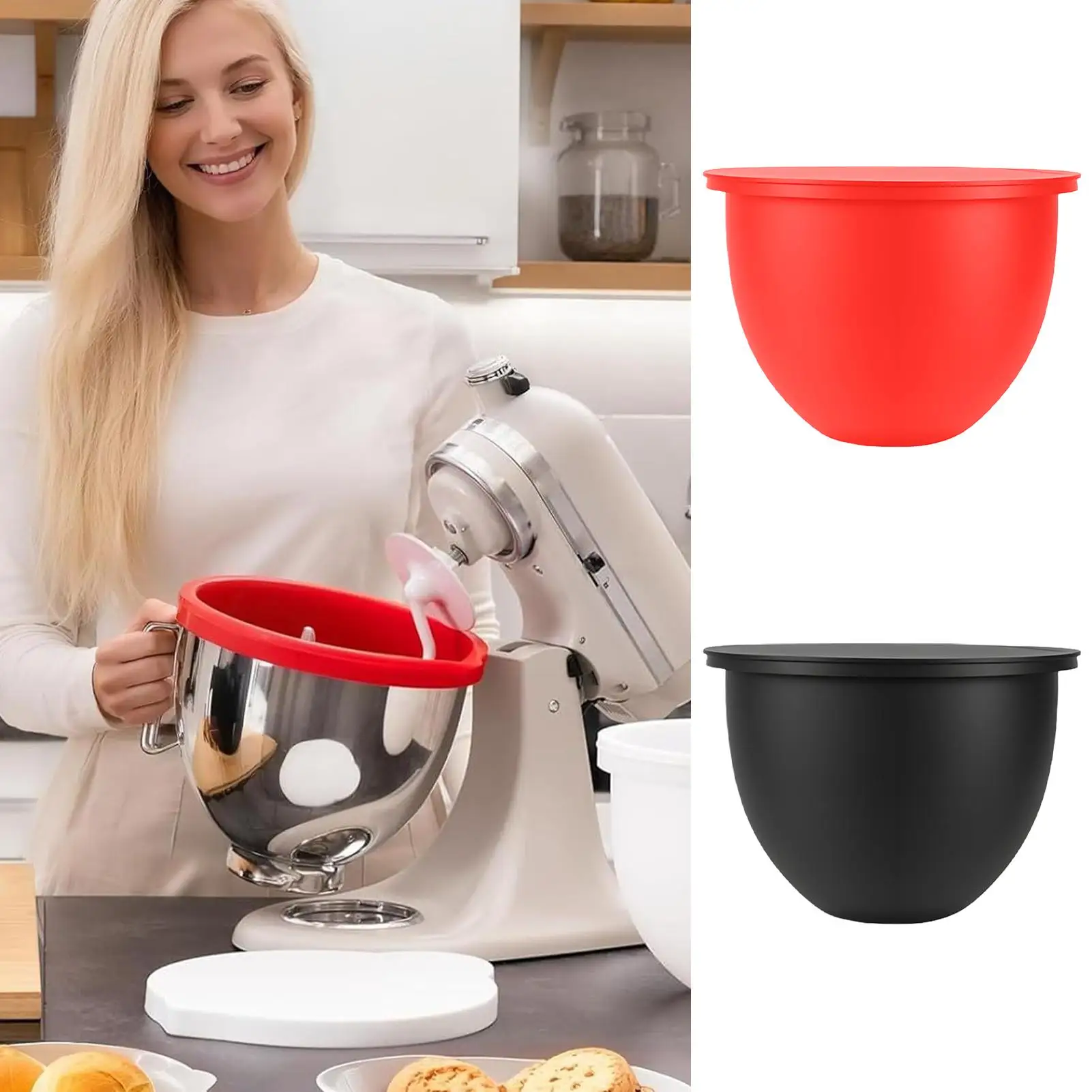 

Heat-Resistant Mixer Bowl Liners 5 Qt Silicone Blender Bowl Attachment Liners Insert Kitchen Accessories For Dough Whipping