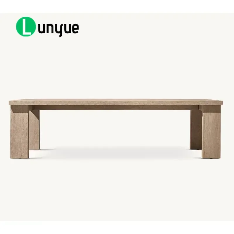 Modern Luxury Teak Rectangle Dining Table Weather Resistant Outdoor Furniture for Patio Garden Hotel