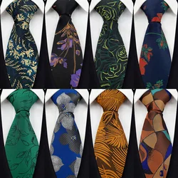 Luxury 8CM Mens Necktie Floral Flower Ties For Man Groom Jacquard Woven Necktie Neck Tie For Business Wedding Party