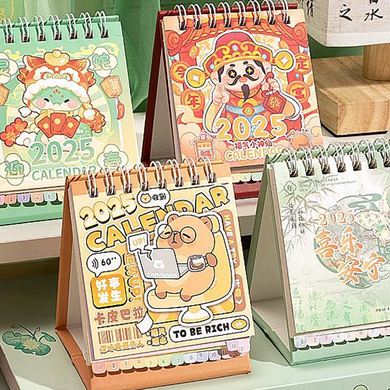 Calendario de serpiente bonito de dibujos animados, calendario de estilo chino, calendario giratorio creativo novedoso, regalos de decoración de escritorio de oficina Kawaii