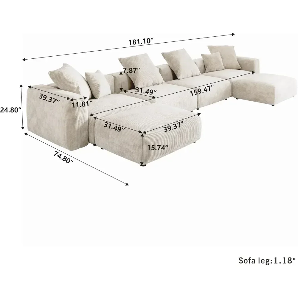 U-Shaped Modular Sectional Couch,181.1