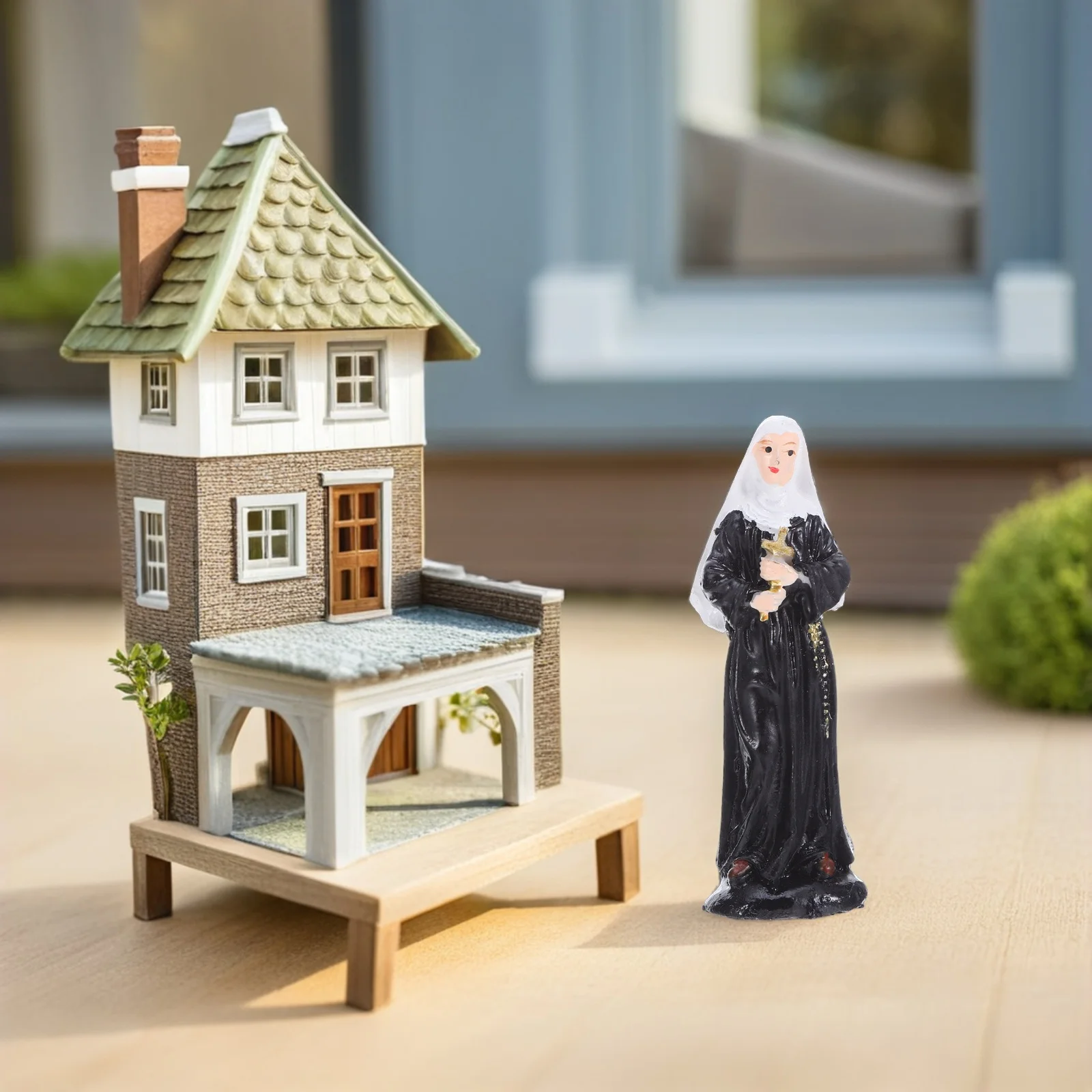 

2Pcs Resin Catholic Priest Nun Virgin Statue Detailed Sculpture Desktop Religious Ornament Office Decor Resin Ornaments