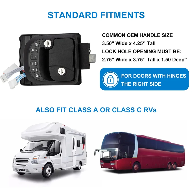 

A32Z-RV Keyless Entry Door Lock Latch Hatch Caravan Motor Home Car Drawer Handle With Deadbolt Integrated Keypad Fob