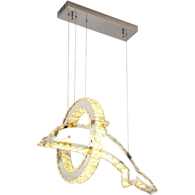 

Chandelier fish-shaped, restaurant crystal bar lamp art, creative personality