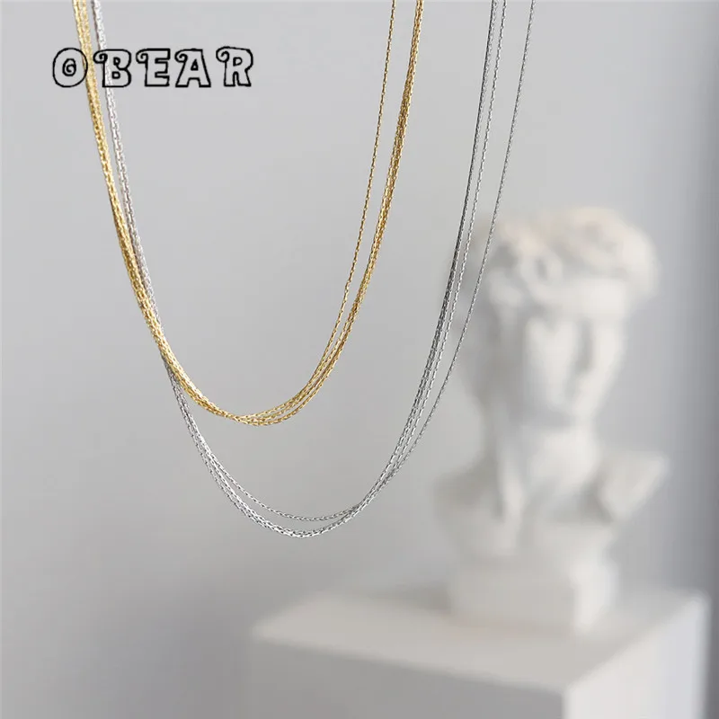 Simple Personality Four Layer Chain Type Necklace Women Stainless Steel 18k Gold Plated Rock Party Jewelry Accessories