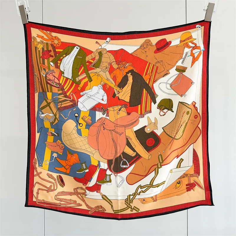 New Arrival Mulberry Silk Scarf Luxury Women Neck Shawl Square Head Bandanas Hair Bag Accessories 65cm*65cm