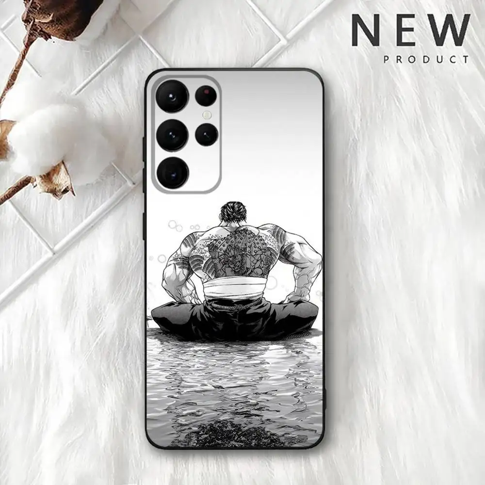 Funda de teléfono Comic H-Hanma Baki para Samsung S 25,24,23,22,30,21,10,9,Ultra,Plus,Lite,FE,4,5G, funda blanda negra