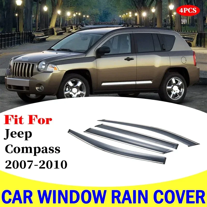 For jeep Compass window deflectors wind deflector sun guard rain vent visor cover trim car accessories 2007-2010