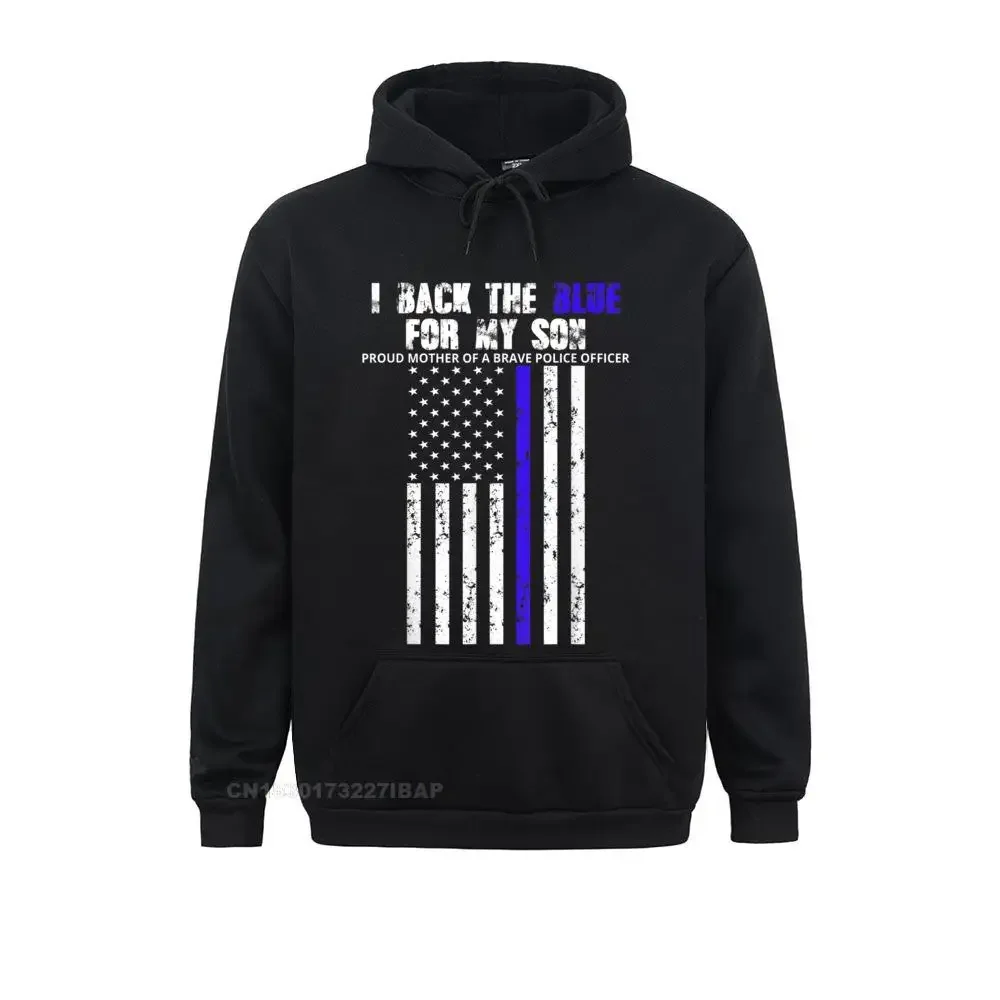 I Back The Blue for My Son Thin Blue Line Mom Hoodie Fashionable Women Sweatshirts Hoodies Long Sleeve Camisa Clothes Lovers Day