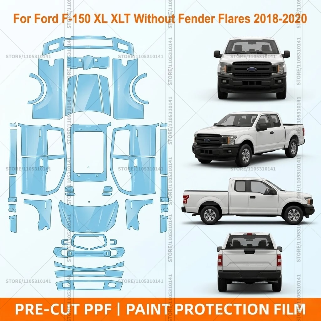 

Предварительно нарезанная защитная пленка PPF, прозрачная пленка для бампера, прозрачная защитная пленка для автомобиля Ford F-150 XL XLT без расширителей колесных арок, 2018-2020 гг.
