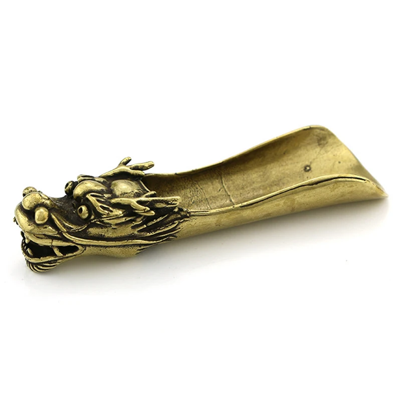

10pcs Brass Dragon Head Tea Spoon Shovel Teaism Ornaments Small Statue Figurine Traditional Handmade Crafts