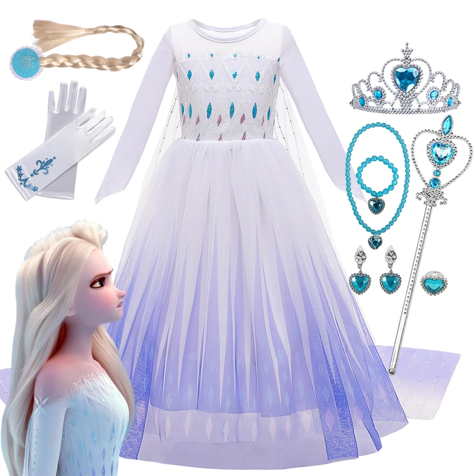 

Frozen Elsa Princess Girls Costume Snow Queen Dress Halloween Cosplay Carnival Children Birthday Party Dress Clothes