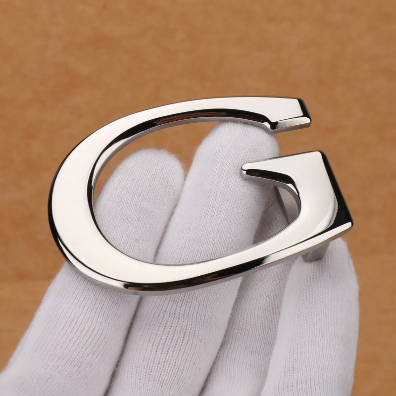 Luxury 4.0cm Stainless Steel Smooth Buckle Belt Clip, Minimalist G-Letter Inner-Thread, 3.8cm Brushed Finish